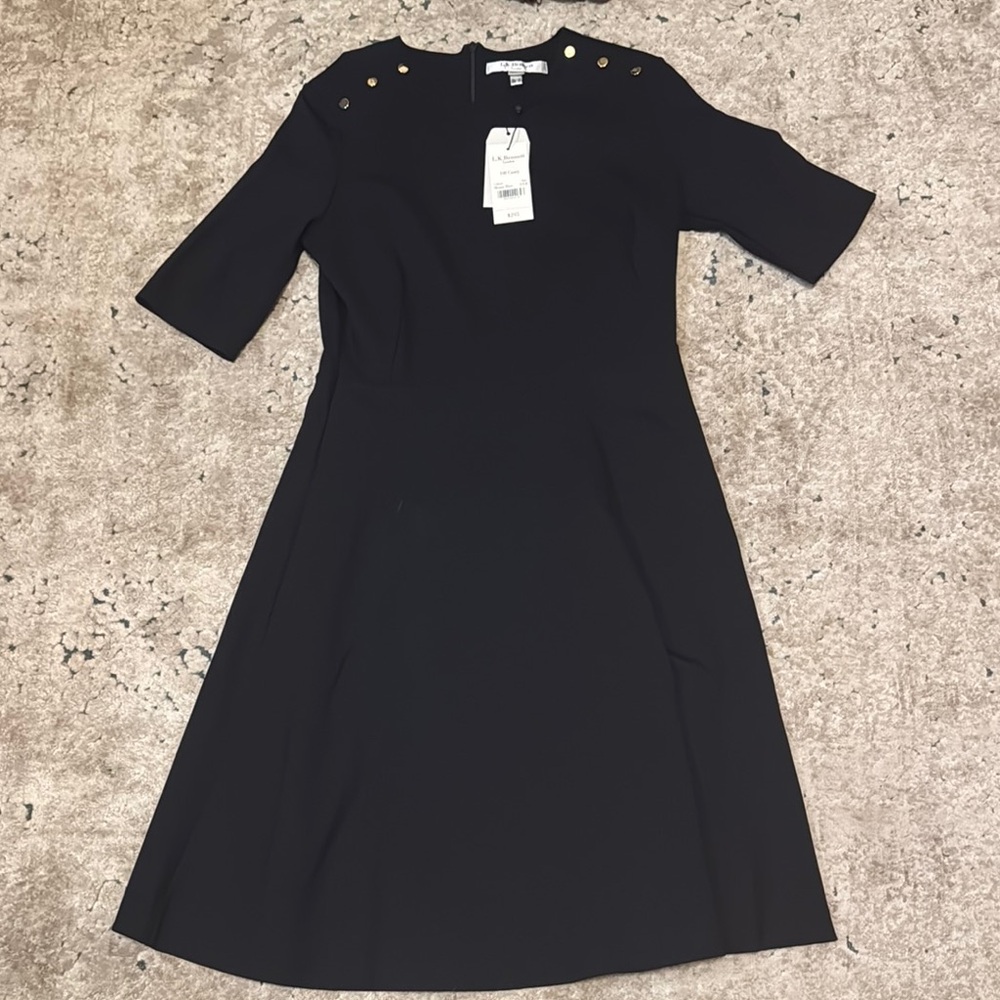 LK Bennett Black Dress with Gold Button Detail -Size 8 - NWT